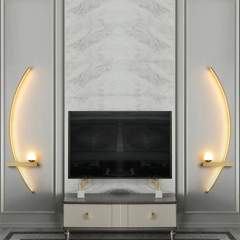 BowLift | Contemporary Edge Wall Lamp – Black & Gold Indoor/Outdoor Lighting for Modern Spaces