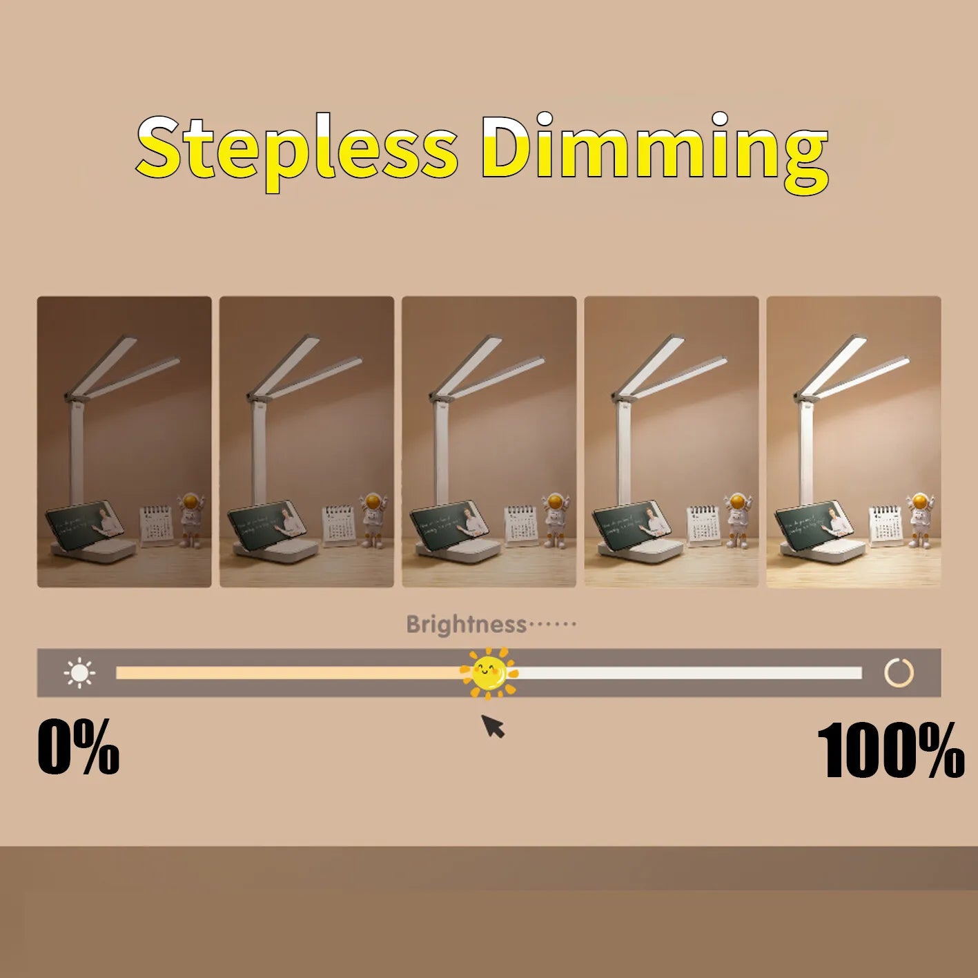 BowLift | LED Table Lamp | Reading Light | USB Rechargeable. Dimmable & Touch-Controlled for Reading