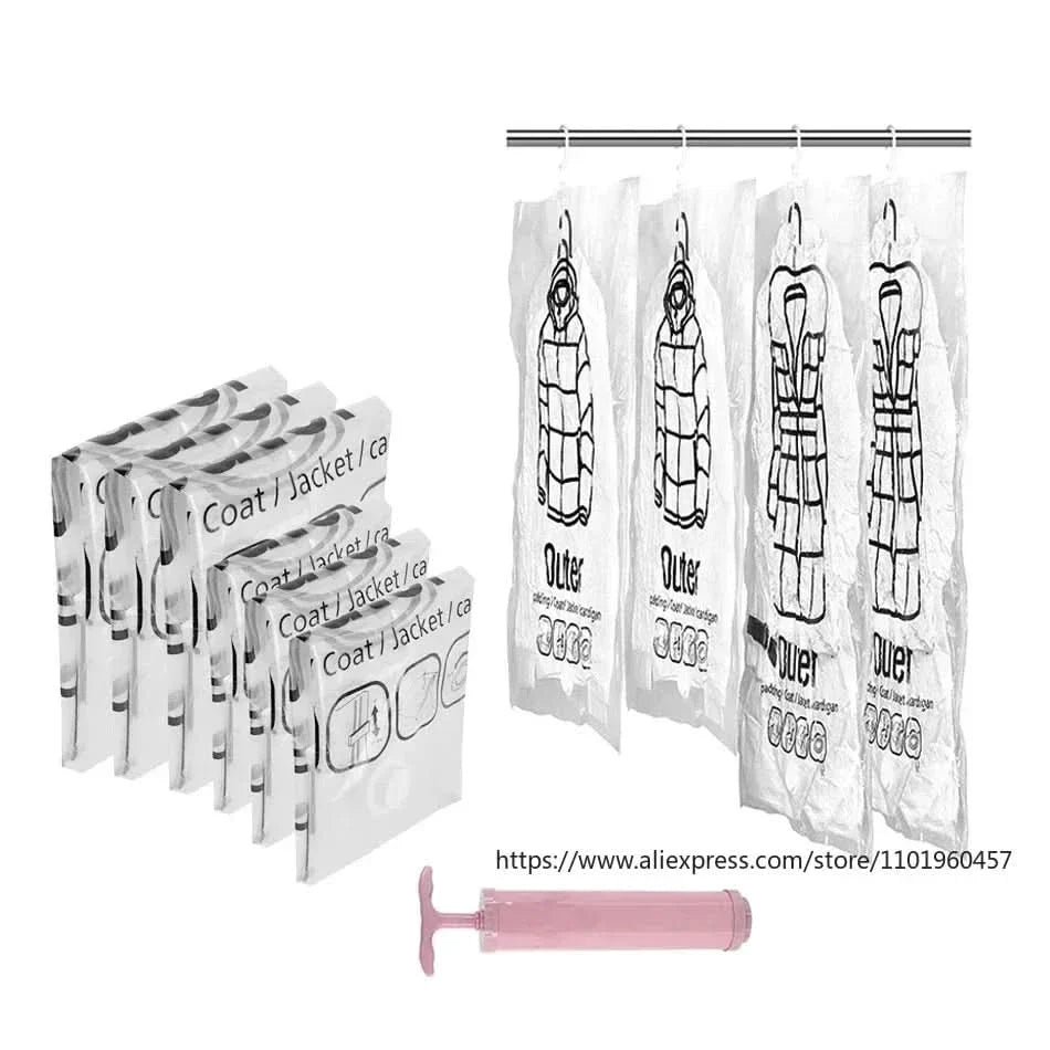 BowLift | VACUUM STORAGE BAGS – Hanging Vacuum Storage Bags for Clothes – Space Saving & Dustproof (Set of 3)