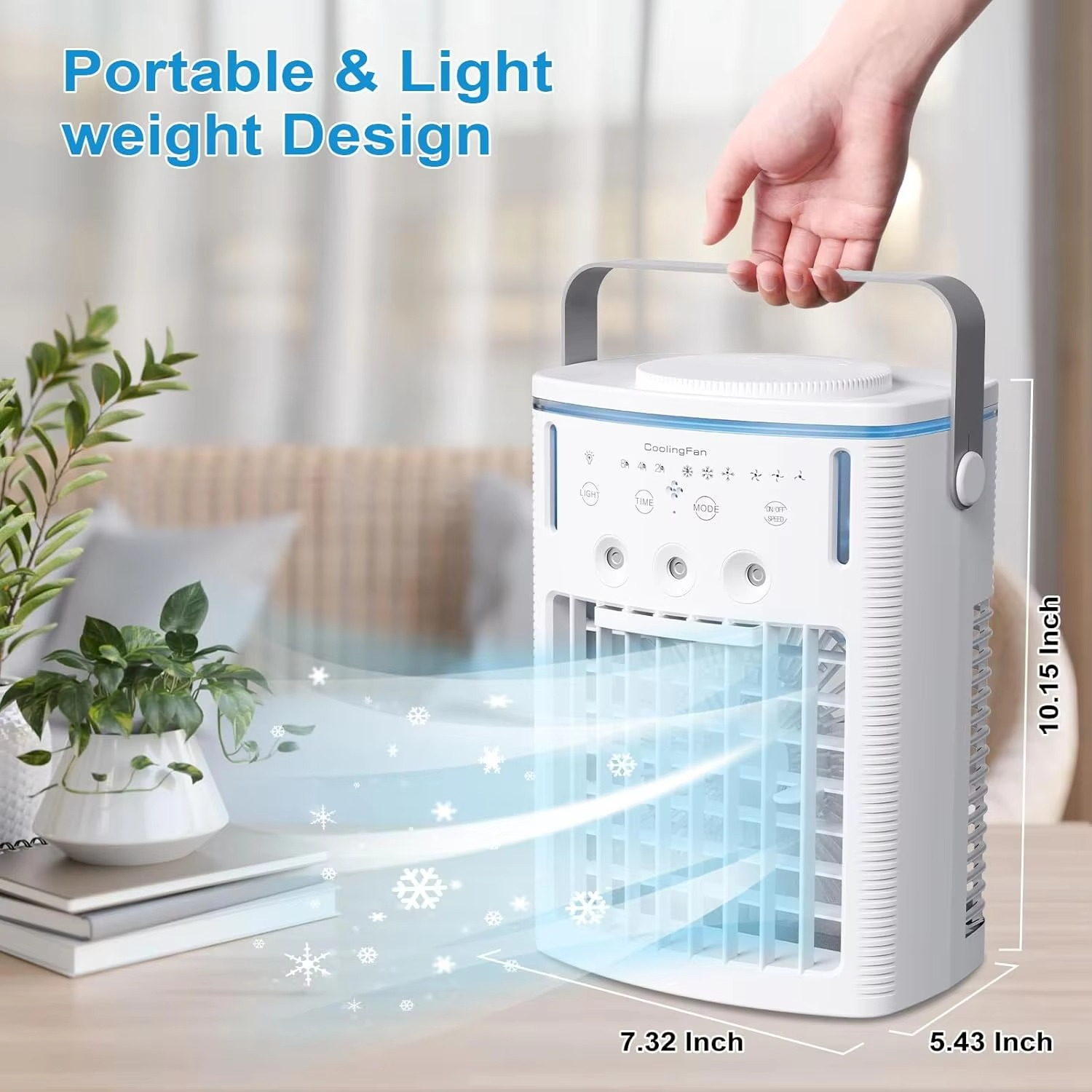 BowLift | Compact 3-Speed Air Cooler with Remote, Timer, Night Light, and Mist Modes