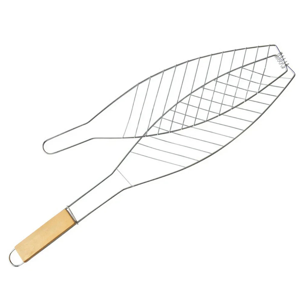 BowLift | GrillFold FlexClip | Non-stick & Compact | With Wooden Handle | For Fish & Vegetables