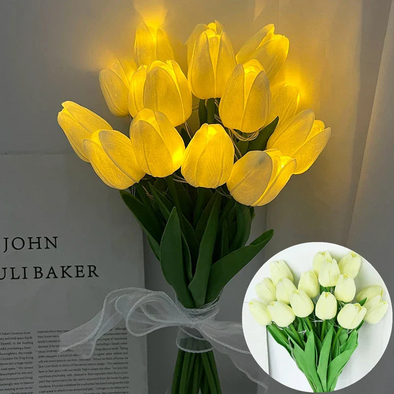 BowLift | LED lamp with artificial tulip bouquet perfect for gifts or as wedding party home decorations
