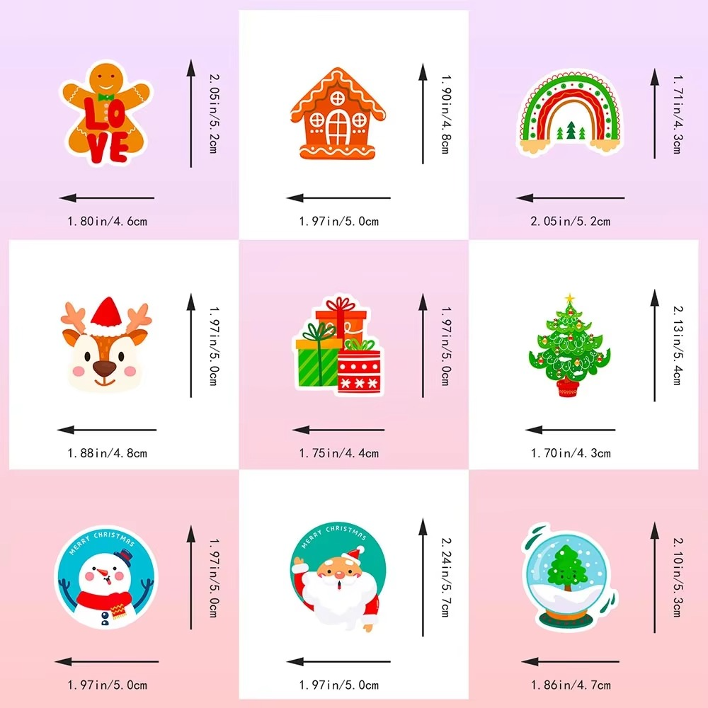 BowLift | 50pcs Waterproof Christmas Vinyl Stickers for Holiday Decorating, Gifts, and Party Favors