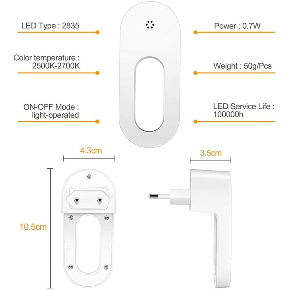 BowLift | Twilight Sensor Energy Saving Socket Wall Night Light