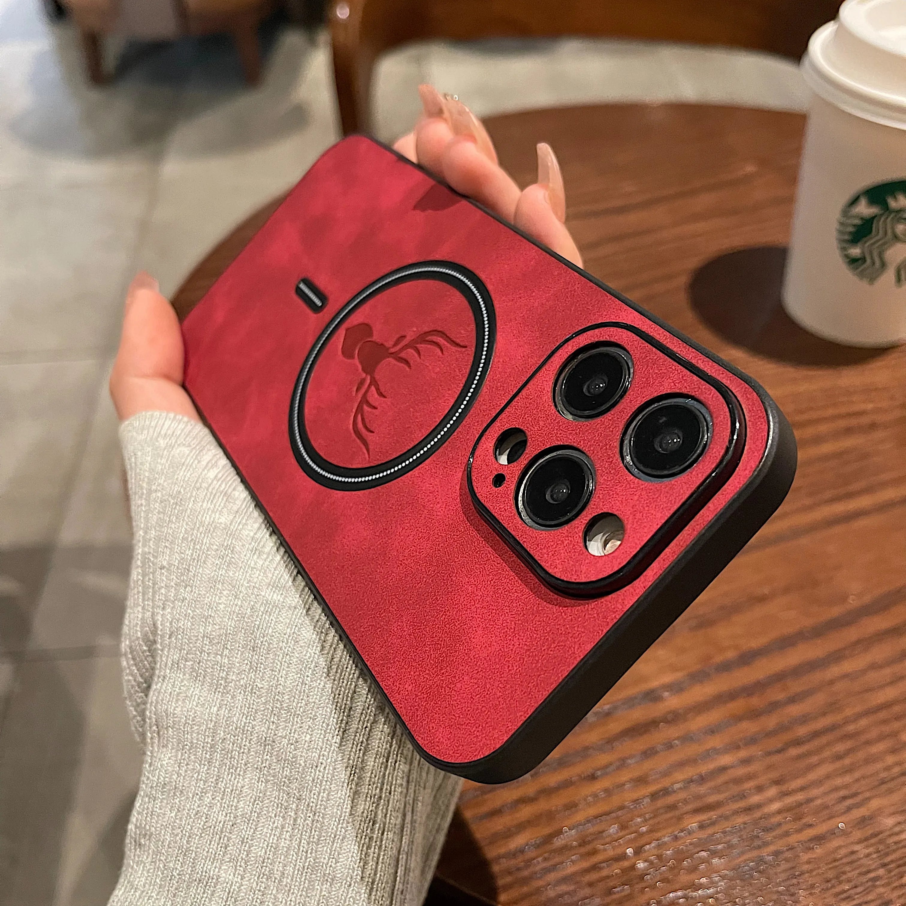 BowLift | Luxury Deer Leather Apple iPhone Case | Magnetic Phone Case, Wireless Case, MagSafe, Wireless Charging, Protective Case, Cover for iPhone 15, 14, 13 Pro Max Plus