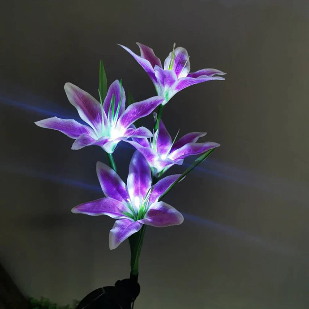 BowLift | Solar LED flower lights in lily shape – Color-changing garden lights with stake for outdoor areas