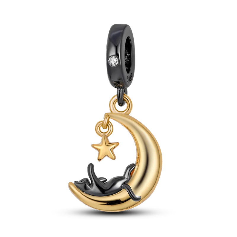 BowLift | 925 Silver Golden Leopard Charms Beads Colorful Chameleon Rhinoceros Lion Scarab Cat Pendant Compatible with Original Pandora Bracelet Jewelry