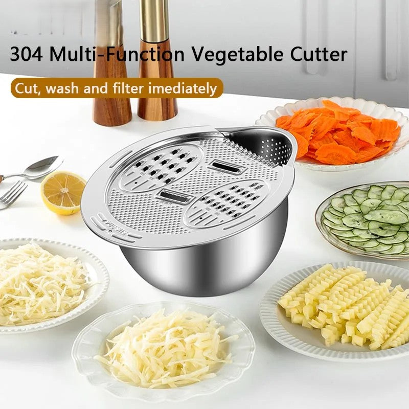 BowLift | All-in-One Stainless Steel Kitchen Drain Slicer Bowl