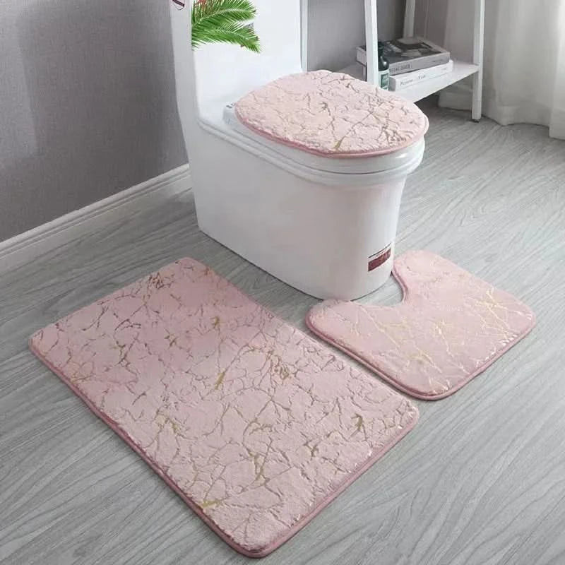 BowLift | Gold Toilet Seat Cover and Bathroom Mat Set Non-Slip