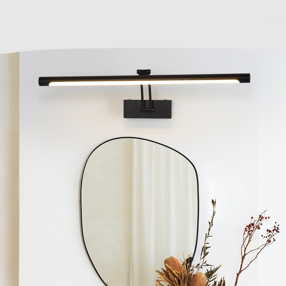 BowLift | 80-100cm LED wall lamp - Modern black/silver wall light for the bathroom, internally mounted picture light