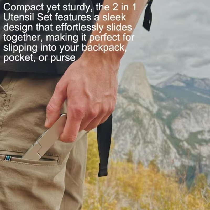 BowLift | Compact 2-in-1 Camping Cutlery Set - Detachable Knife and Fork, Ideal for Travel