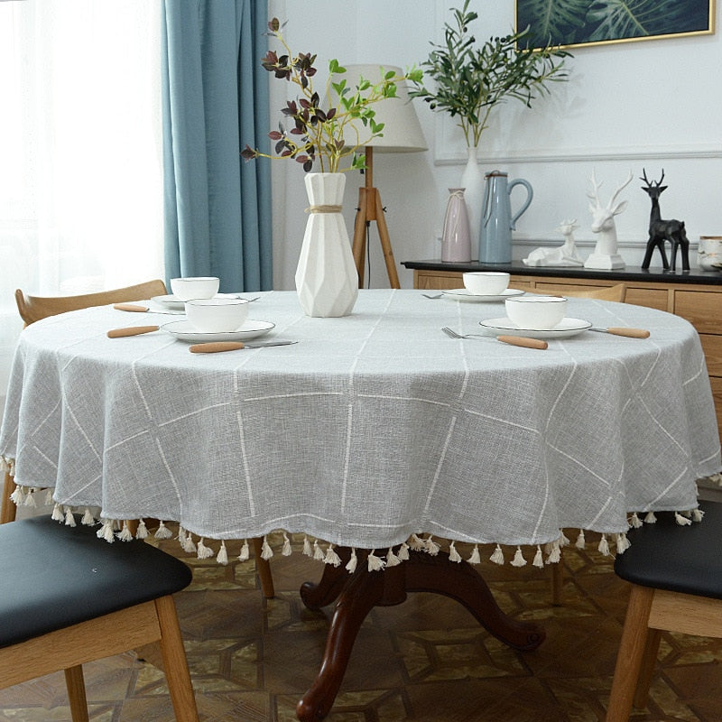 BowLift | Aesthetic Round Linen Tablecloth