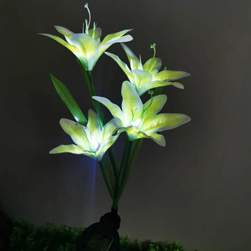 BowLift | Solar LED flower lights in lily shape – Color-changing garden lights with stake for outdoor areas
