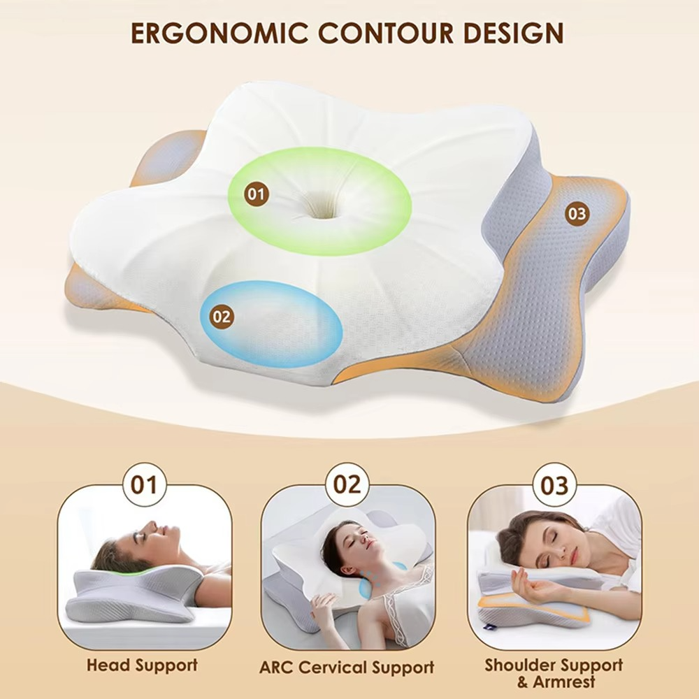 BowLift | Ergonomic Cervical Memory Foam Pillow for Neck and Shoulder Support
