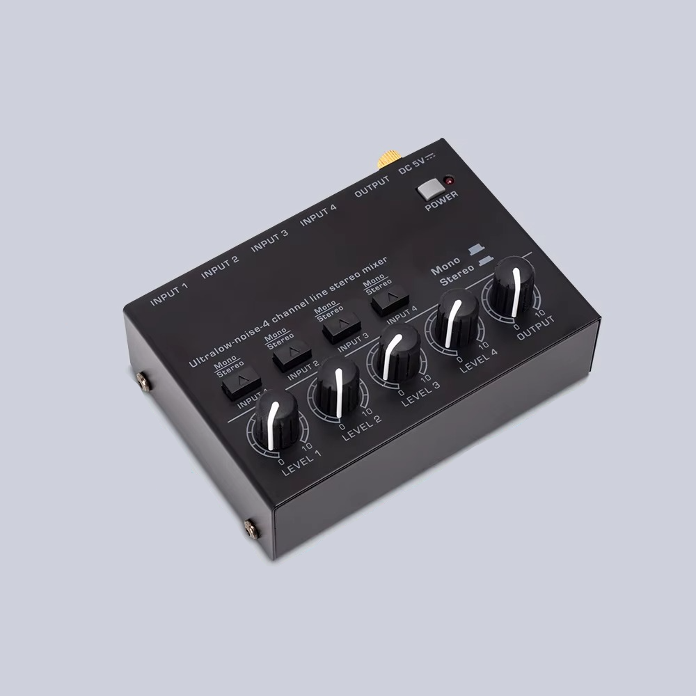 BowLift | Ultra-Compact 4-Channel Low Noise Audio Mixer with Stereo RCA Output