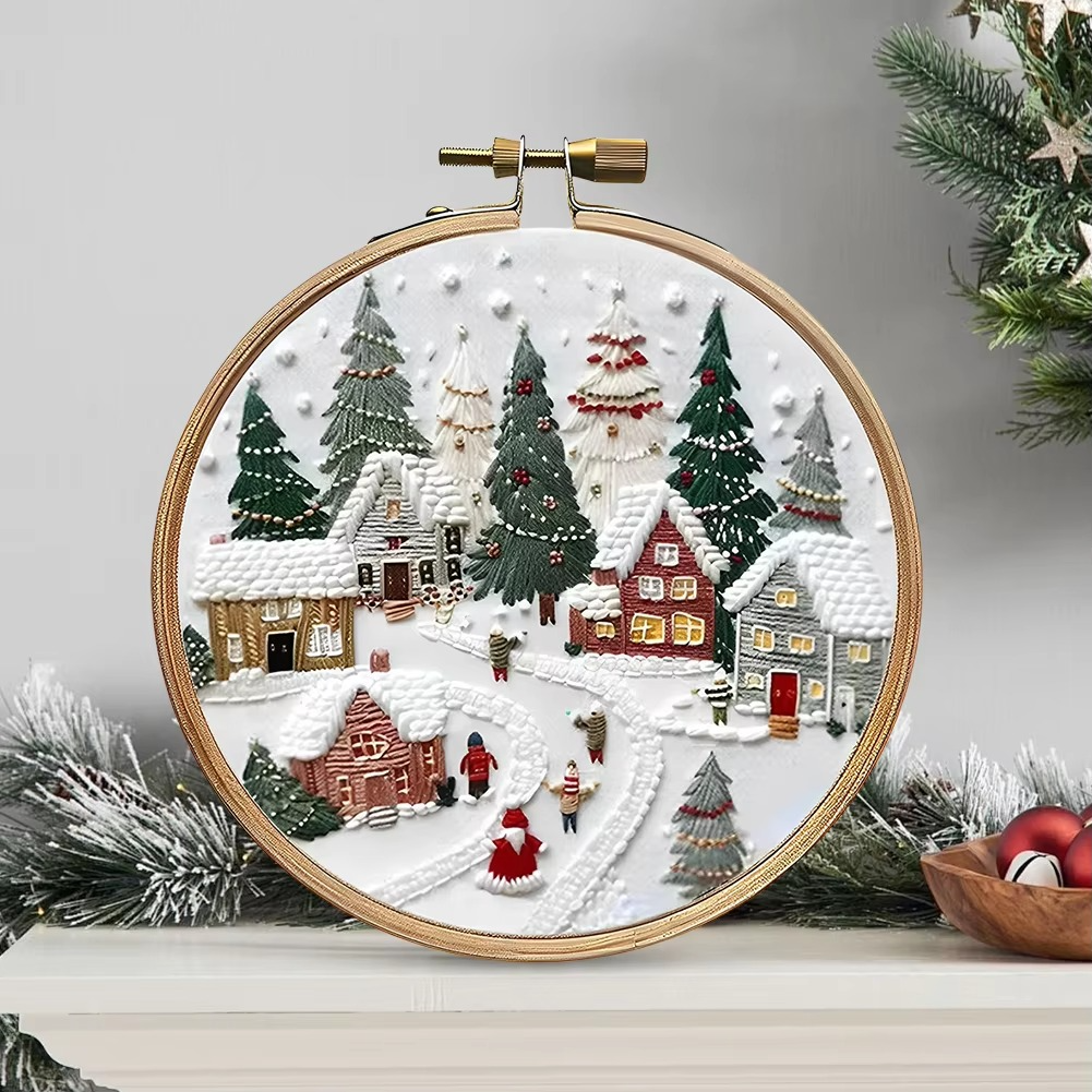 BowLift | Christmas Embroidery Starter Kit, DIY Cross Stitch Set with Holiday Patterns