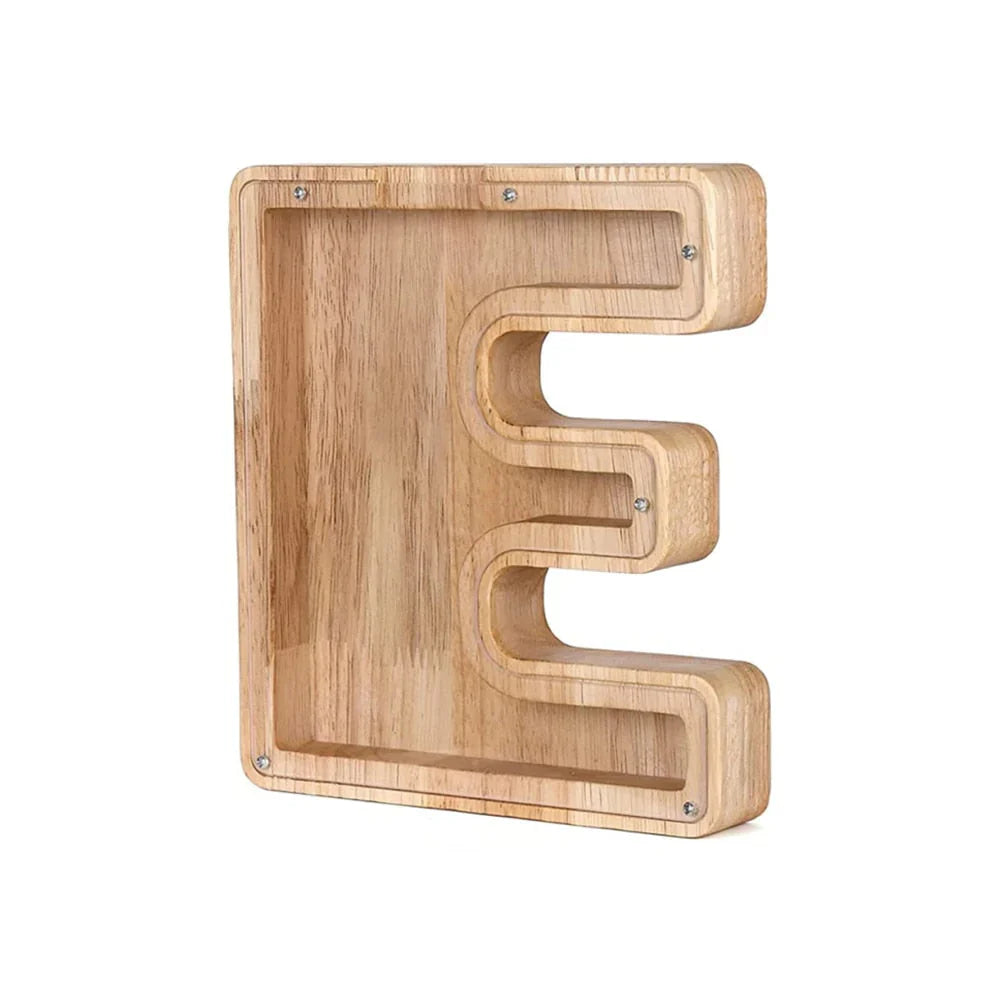 BowLift | Wooden Alphabet Piggy Bank with Transparent Viewing Window for Stylish Saving