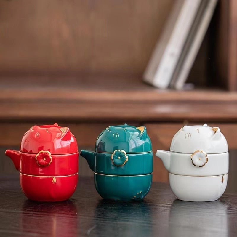 BowLift | Luck Cat Ceramic Quick Cup Tea Set