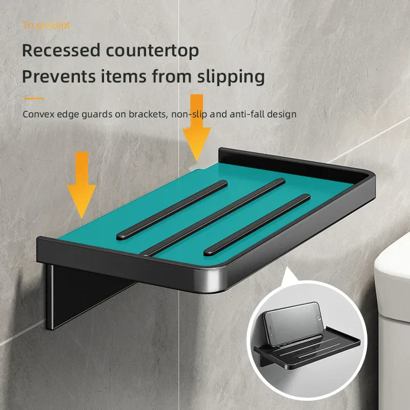 BowLift | Showeriva Shower Shelf | With Phone Holder | Self-Adhesive | For Bathroom & Shower
