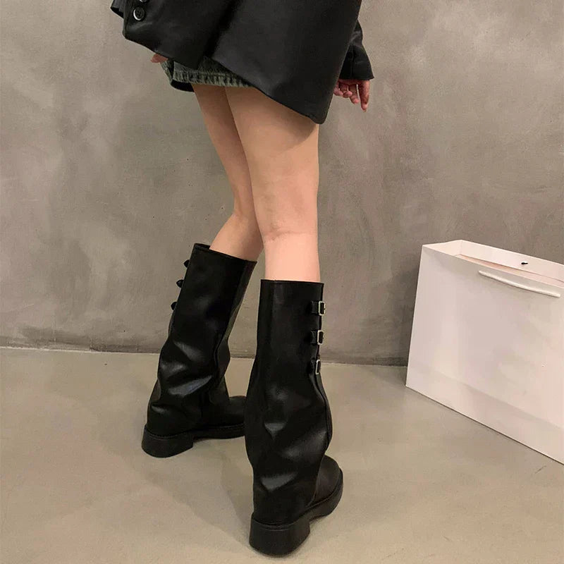 BowLift | Retro Style Knee-High Boots Women Fashion Women Slip-On Knight Long Boots Autumn Winter Women Footwear