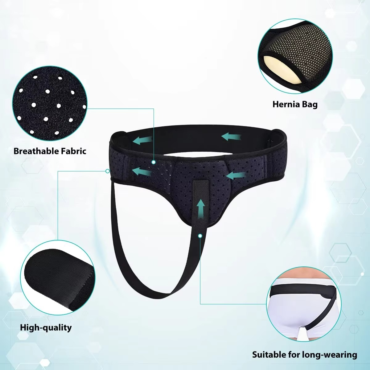 BowLift | Hernia Support Belt for Men and Women with Removable Compression Pads