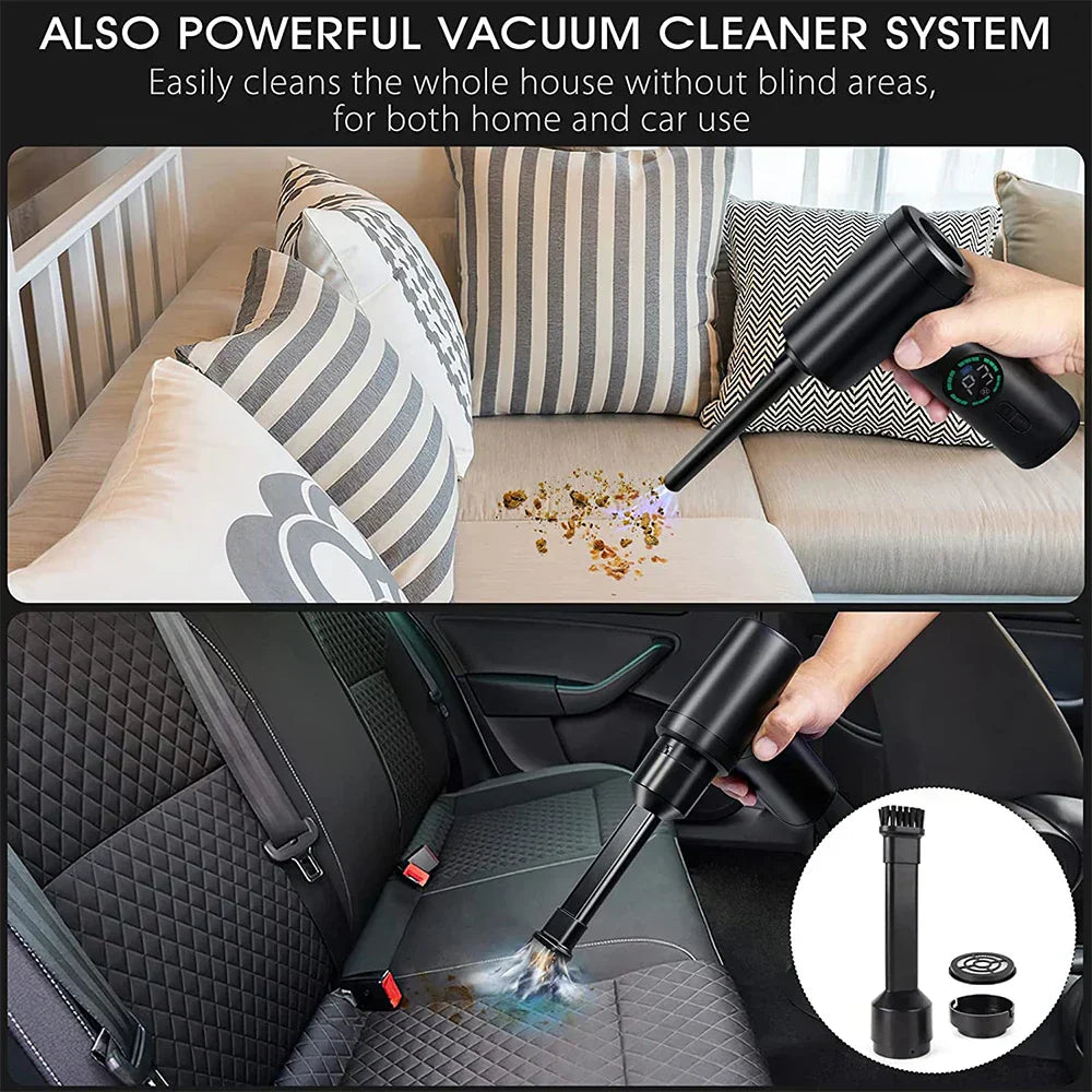 BowLift | 2-in-1 Portable Vacuum Cleaner and Blower with Compressed Air and LED Light (7500mAh)