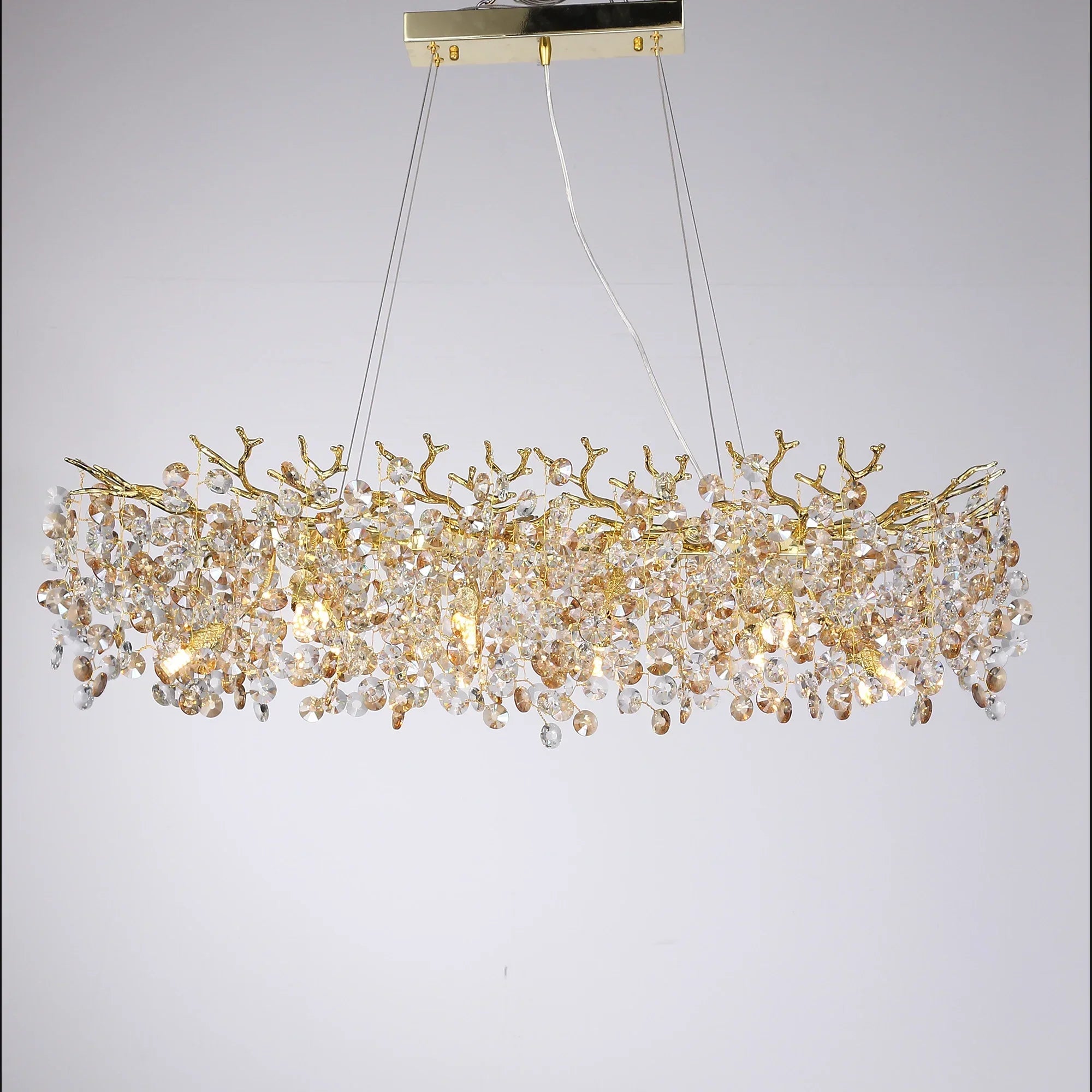BowLift | Long Crystal Pendant Chandelier | Nordic LED Island Light with Remote Control (G9)