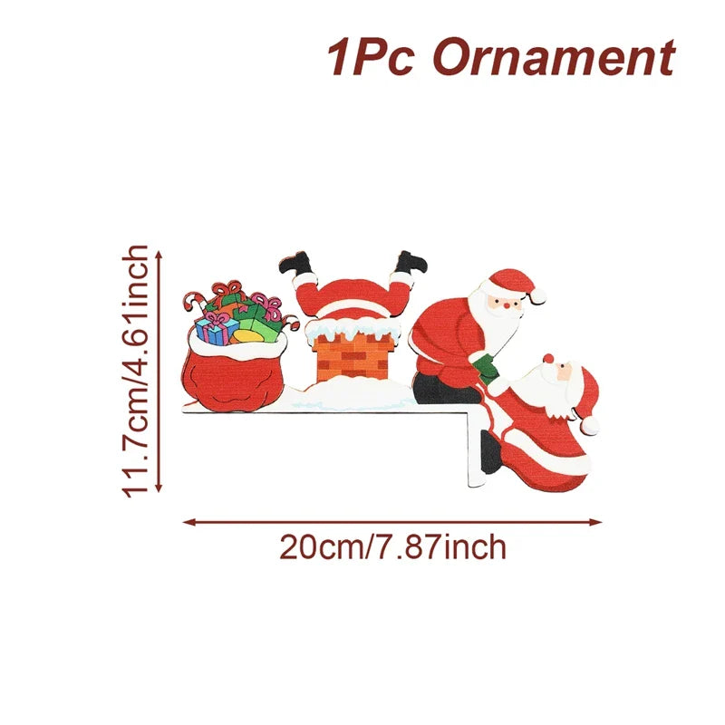 BowLift | Christmas Wooden Decoration FrostiHome | Santa Claus & Snowman | Wooden Door Sign & Corner Decoration | Christmas & New Year 2026