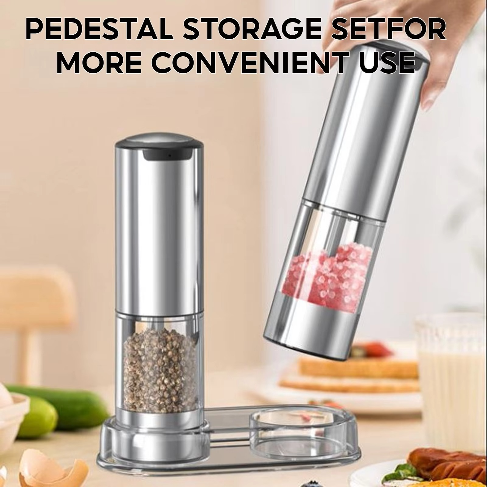 BowLift | Electric Salt and Pepper Grinder Set with Adjustable Coarseness and LED Light