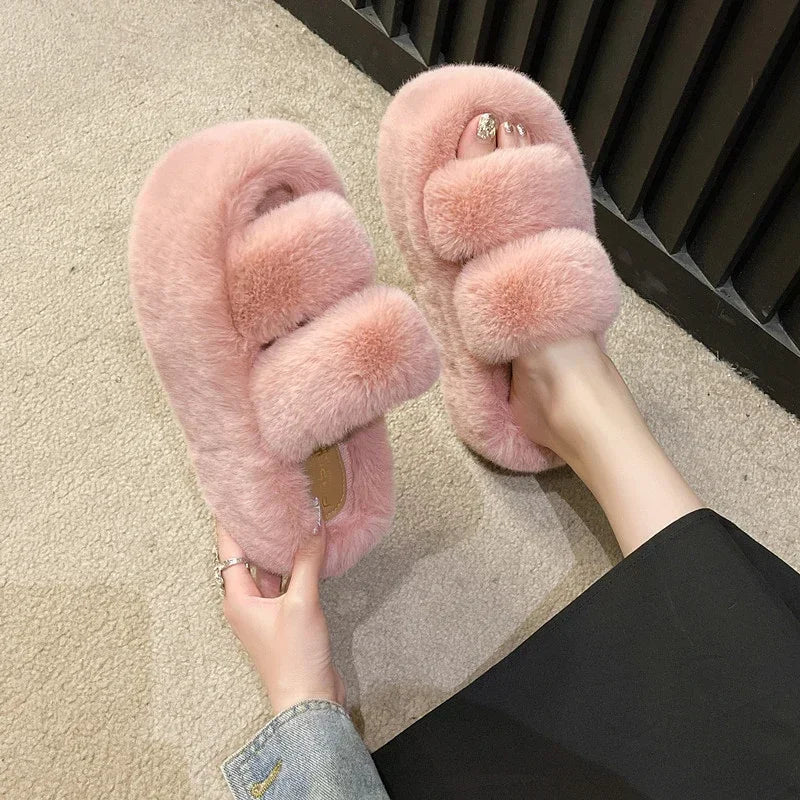 BowLift | FuzzyElegance - Soft Slippers for Women