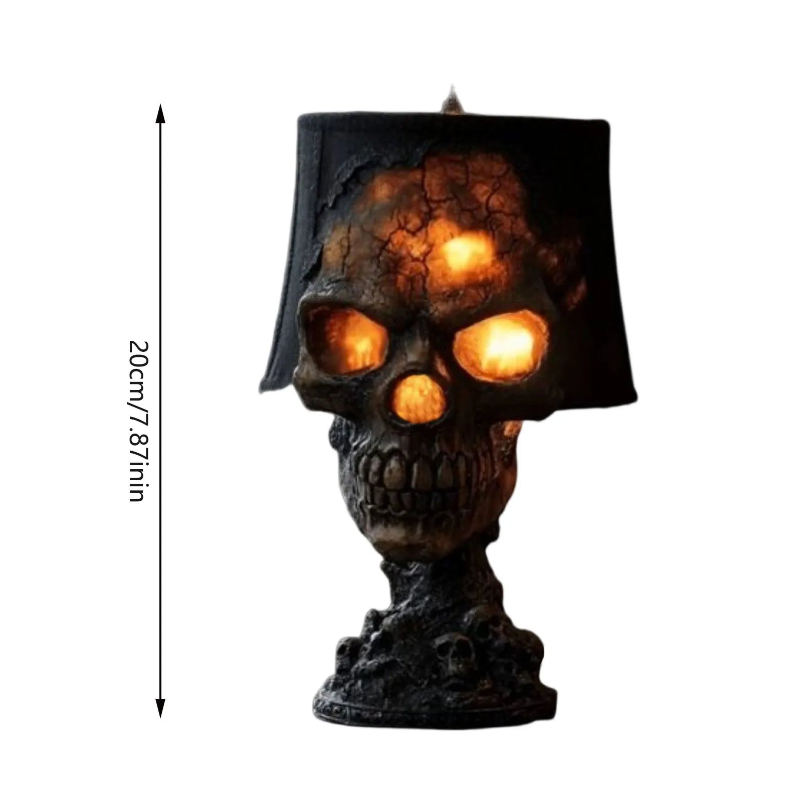 BowLift | Gothic Table Lamp SkullFire | Halloween Skull Decor | LED Ambient Light | 20 x 11 x 11 cm
