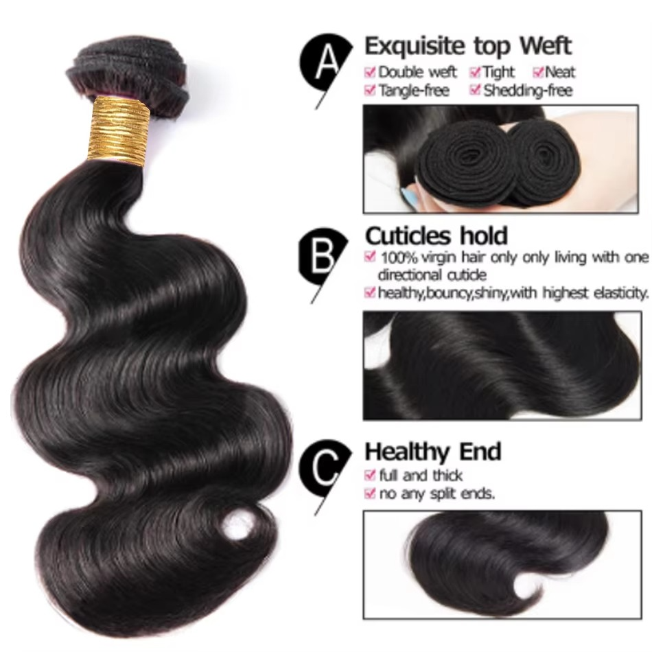 BowLift | Short Peruvian Body Wave Hair Bundles 3/4 Pack Deals, 100% Unprocessed Virgin Human Hair, Loose Body Weave