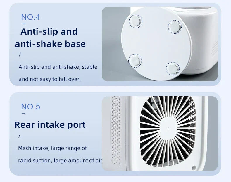 BowLift | CoolAir Breeze | 3-in-1 Fan & Humidifier | Compact and USB-powered | 7 Color Mood Light