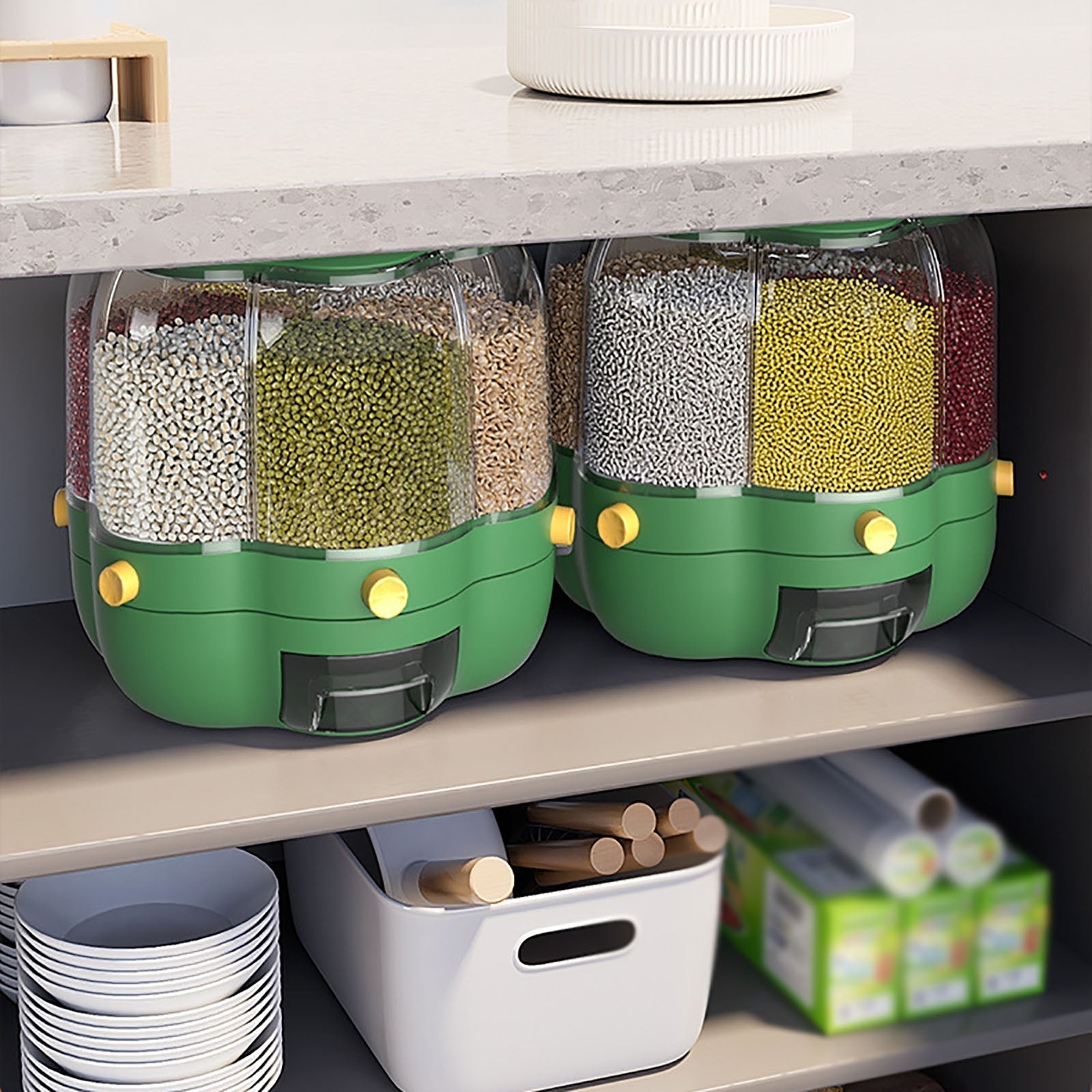 BowLift | 6-Grid Rotating Grain Storage Dispenser