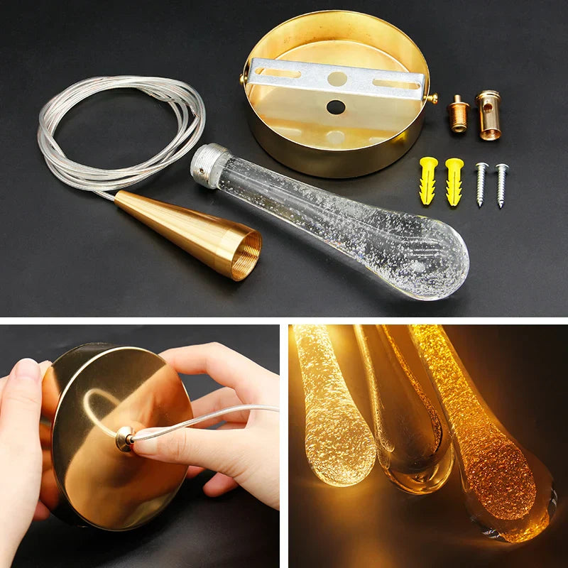 BowLift | Crystal LED Pendant Lights: Perfect for Bedroom, Dining Room, Bar - Water Drop Chandelier, Stair Lamp for Interior Decoration