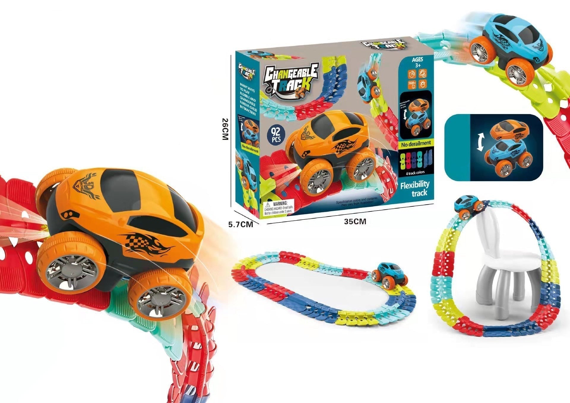 BowLift | FlexiTrack | Flexible Glow-in-the-Dark Racetrack Set for Kids
