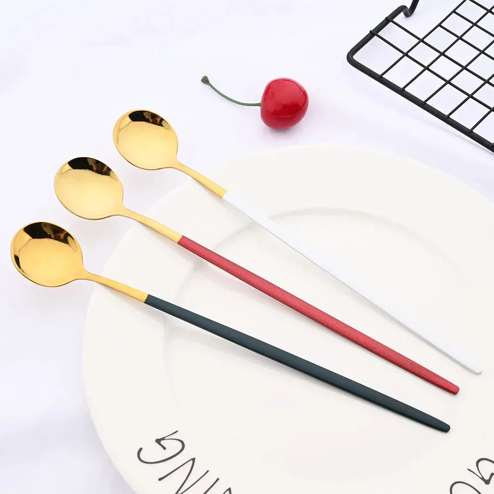 BowLift | Golden 6-piece Long Handle Spoon Set