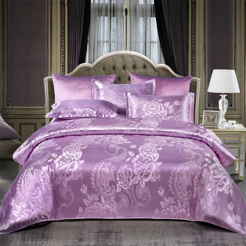 BowLift | Satin Rayon Jacquard Duvet Cover Set 264x229cm – Luxury Summer Bedding for Comfortable Sleep & Home Décor