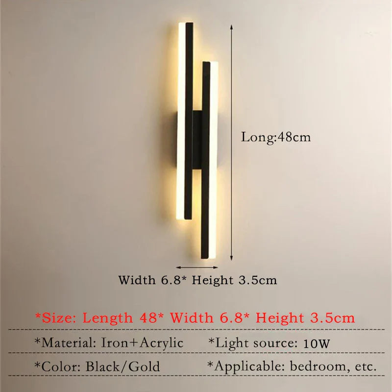 BowLift | Modern LED Wall Lamp: Black/Gold Acrylic Room Decoration Light