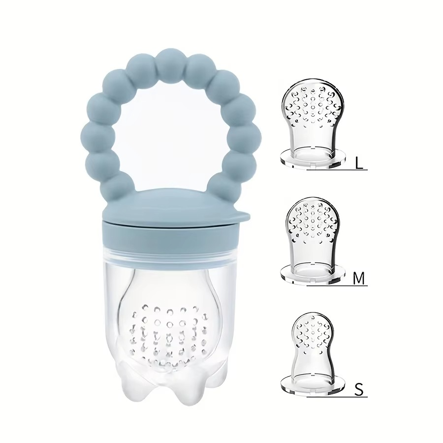 BowLift | 4-Piece Silicone Baby Fruit Feeder Set with Comfort Grip Handle and Extra Feeding Pouches