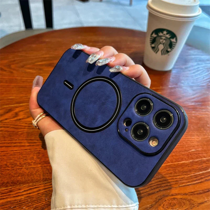 BowLift | Luxury Deer Leather Apple iPhone Case | Magnetic Phone Case, Wireless Case, MagSafe, Wireless Charging, Protective Case, Cover for iPhone 15, 14, 13 Pro Max Plus