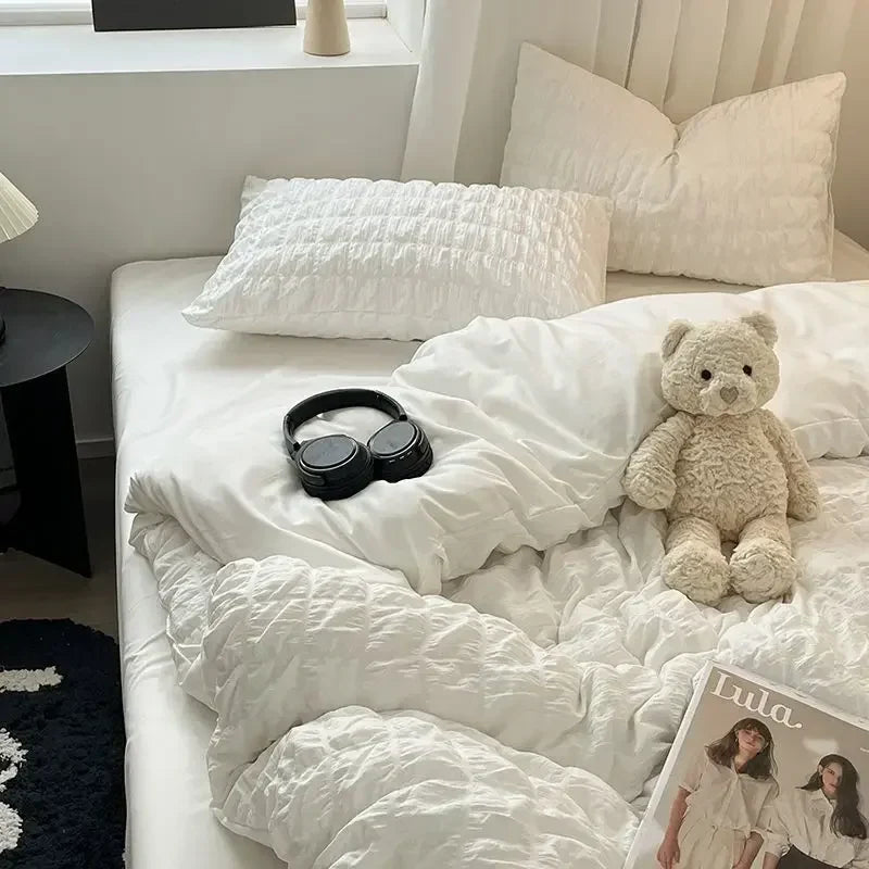 BowLift | ChicParis | Seersucker Bedding Set – Lightweight, Soft & Elegant French-Style Duvet Cover Set