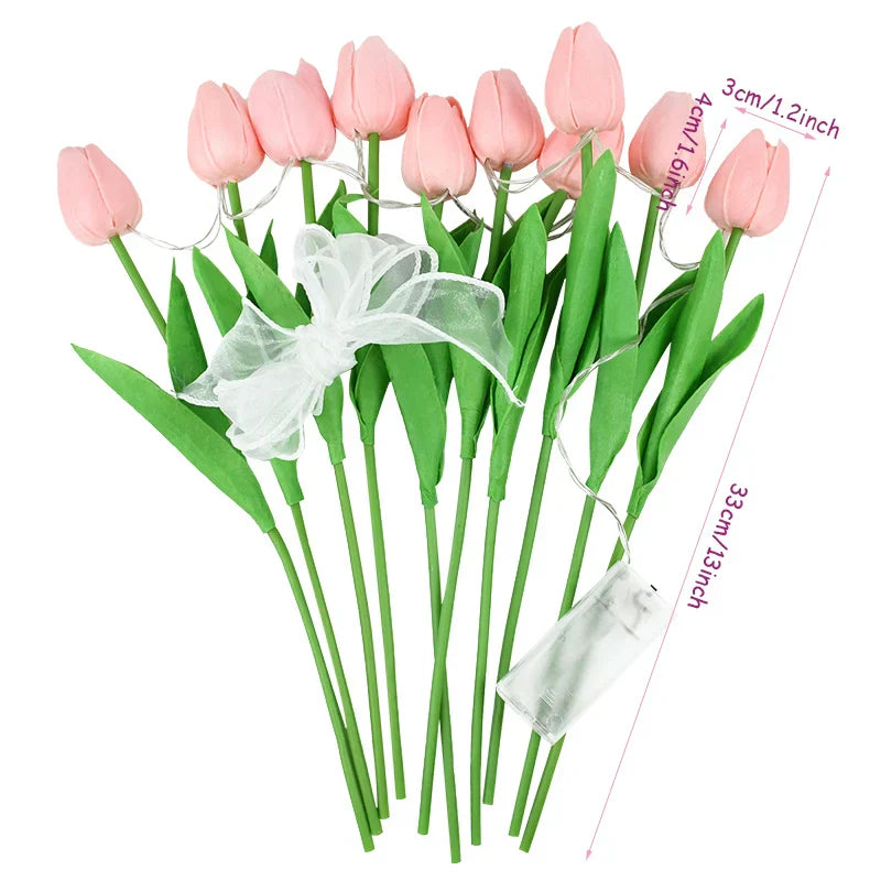 BowLift | LED lamp with artificial tulip bouquet perfect for gifts or as wedding party home decorations