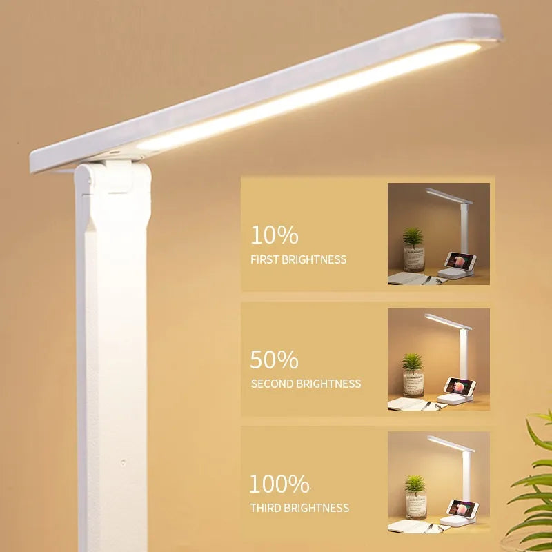 BowLift | 6000mAh rechargeable LED table lamp USB 3 color stepless dimmable desk lamp touch foldable eye-protecting reading night light
