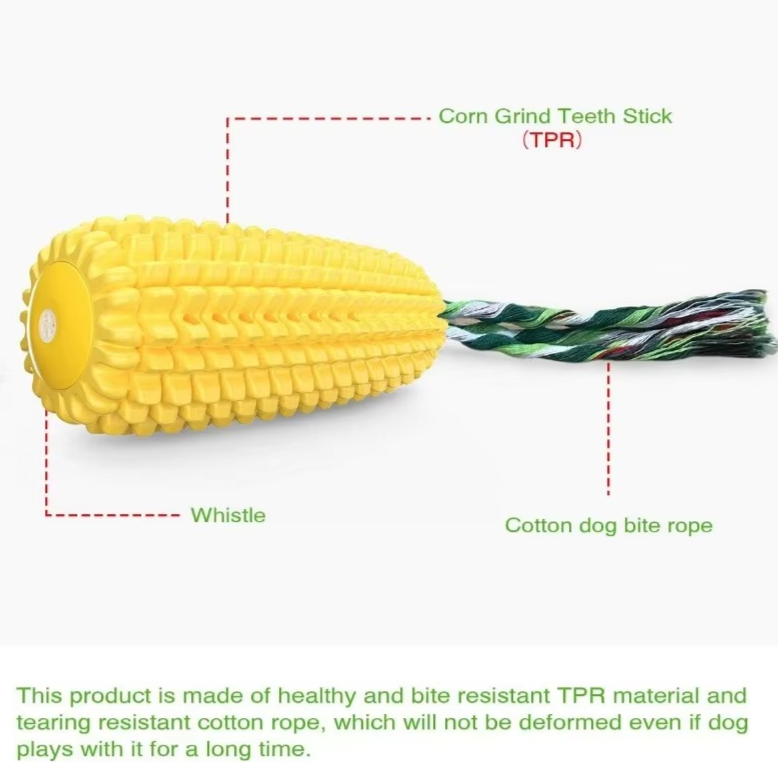 BowLift | Indestructible Squeaky Corn Chew Toy for Tenacious Puppies and Dogs