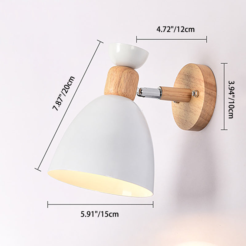 BowLift | Modern Minimalistic Round Horn Aluminum Wood 1-Light Wall Lamp for Bedroom