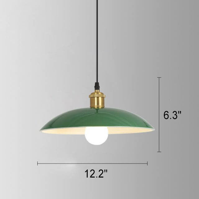 BowLift | RetroDome Industrial Vintage Pendant Light | Green Iron Dome Design | Single Light | Rustic Ceiling Lighting