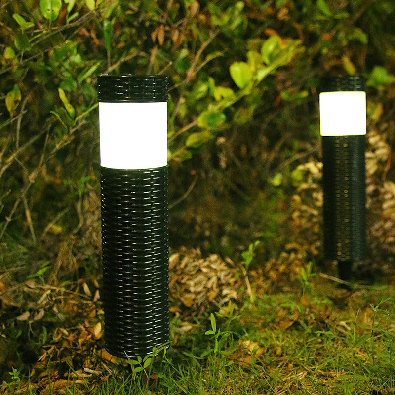 BowLift | Outdoor Solar Rattan Cylindrical LED Garden Lawn In-ground Landscape Light
