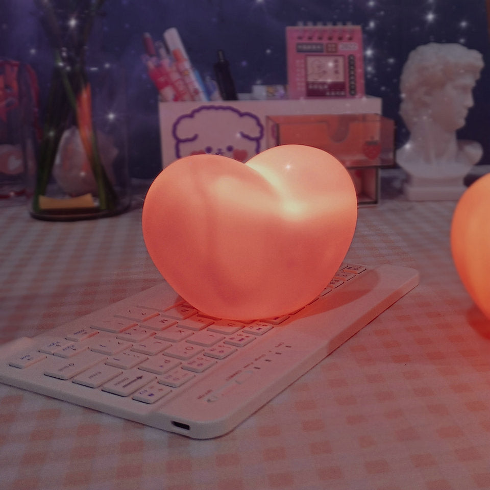 BowLift | LuvSphere Silicone LED Night Light | Heart-Shaped Design | Table Lamp | Warm Mood Light | Decorative
