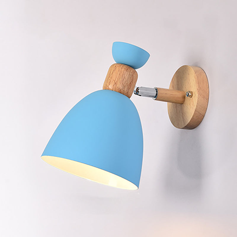 BowLift | Modern Minimalistic Round Horn Aluminum Wood 1-Light Wall Lamp for Bedroom